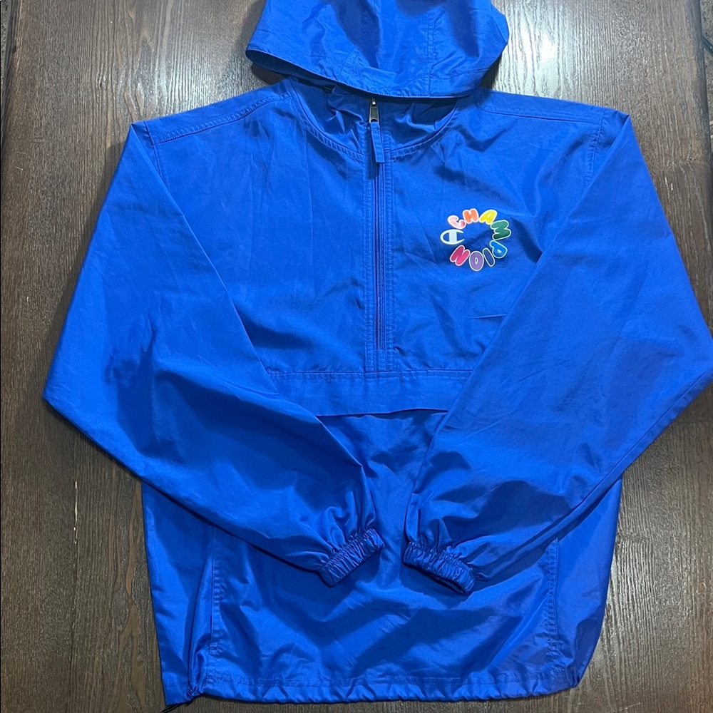 Champion Royal Blue Windbreaker with Multicolor Logo